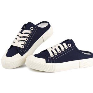 JENN ARDOR Women's Backless Canvas Mules Slip-On Lace-Up Sneakers, size 7